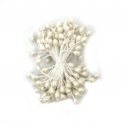 Тичинки перлени двустранни цвят бял 5x8x60 мм ~80 броя