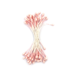 Тичинки перлени двустранни цвят светло розов 3x6x65 мм  ~144 бр