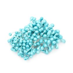 Pearly blue stamens double-sided for artificial flowers making 5x8x60 mm ~ 85 pieces
