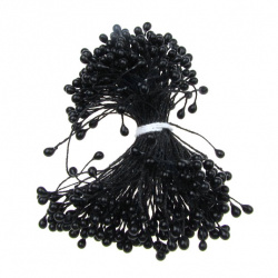 Stamens pearly double-sided for decoration 5x8x60 mm black ~ 80 pieces