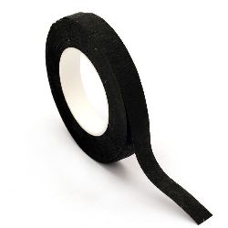 Adhesive floral tape from crepe for craft projects, black 13mm ~ 28 meters