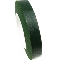 Adhesive floral tape from crepe for handmade home decoration, bouquet making 13 mm green ± 28 meters