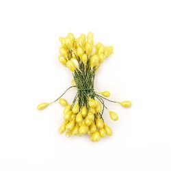Stamens double-sided wire  5x9x65 mm yellow ± 50 pieces