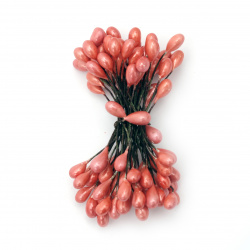 Stamens double-sided with wire for decoration 5x9x60 mm orange ~50 pieces