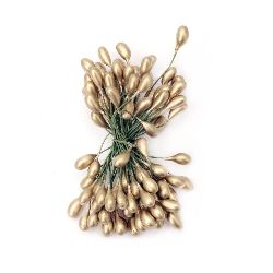 Stamine cu sârmă față-verso 5x9x60 mm aur ~ 50 bucăți