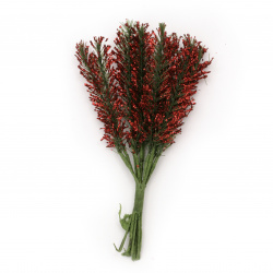 Crenguță floare brocart ARCH roșu de 160x15 mm -12 bucăți