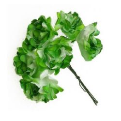 Buchet de garoafe și sârmă de 40 mm alb cu brocart verde -6 bucăți