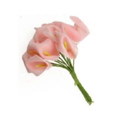 Light Pink Calla Lily Bouquet made of EVA foam, with paper wrapped wire stems, 25x40 mm, 12 pieces