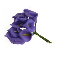 Potassium bouquet with leaf from EVA foam for handmade hobby projects 25x45 mm purple - 12 pieces