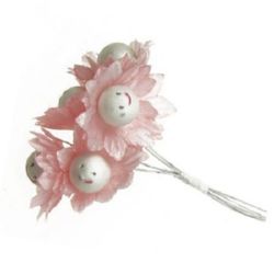 Flower bouquet 30 mm paper and wire smile pink -5 pieces