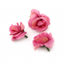 Flower rose 40 mm with stump for installation pink purple - 10 pieces