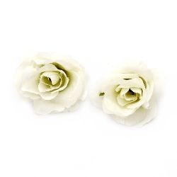 Цвят роза 40 мм с пънче за монтаж бяла - 10 броя