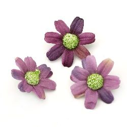 Flower daisy 45 mm with stump for installation purple - 10 pieces