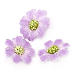 Flower daisy 45 mm with stump for installation light purple - 10 pieces