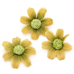Flower daisy 45 mm with stump for installation yellow - 10 pieces