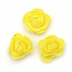 Рози от фоам цвят жълт 35 мм -10 броя