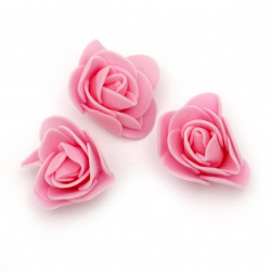 Рози от фоам цвят розов 35 мм -10 броя