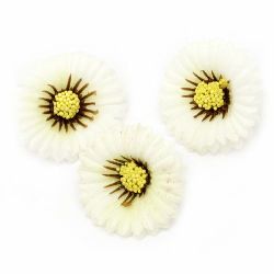 Floare astra 35 mm cu boboc pentru montare culoare  alb-10 bucăți