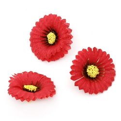 Floare astra 35 mm cu boboc pentru montare culoare  roșu -10 bucăți