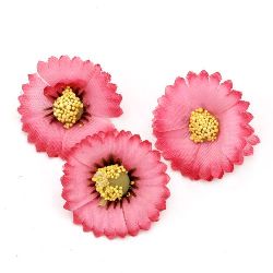 Flower aster 35 mm with stump for mounting dark pink -10 pieces