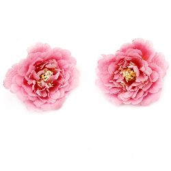 Floare bujor 75 mm cu boboc pentru montare culoare roz deschis -5 piese