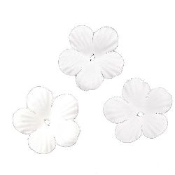 Floare textilă 45x45 mm pentru decor alb - 5 grame ~ 30 bucăți