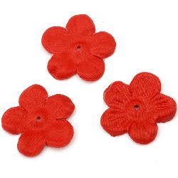 Artificial fabric flowers 45x45 mm for decoration, festive party supplies, red - 5 grams ~ 30 pieces