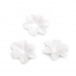 Floare textil 50 mm pentru decor alb -30 bucăți