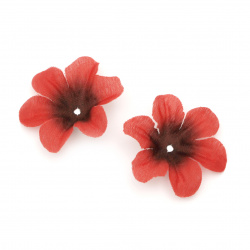 Fabric Flowers for DIY Crafts / Red / 55 mm - 30 pieces