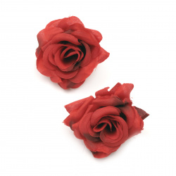 Artificial Rose Head for DIY Wreaths, Bouquets, Party and Home Decor / 55 mm / Red - 5 pieces