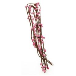 Textile Branch with Buds for DIY Wreaths, Home Decor, Craft Projects / 5 mm - 650 mm / Brown and Pink - 5 pieces