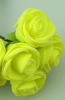 Vivid EVA Foam Rose bouquet 25 mm with wire stems, yellow - 12 pieces