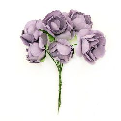 Stoc epuizat. Primeste notificare pe email cand produsul revine in stoc Buchet trandafir de hârtie și sârmă 30x80 mm violet -6 bucăți