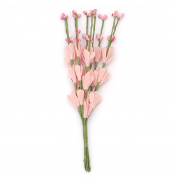 Buchet crenguțe flori și muguri cauciuc 210 mm culoarea piersicii -10 bucăți