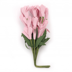 Buchet de flori 20x30x190 mm cauciuc și sârmă culoare roz -10 bucăți
