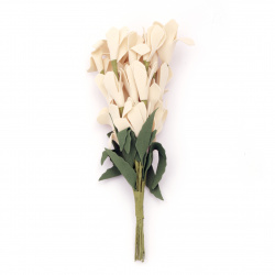 Букет цветя от фоам и тел цвят крем 20x30x190 мм -10 броя