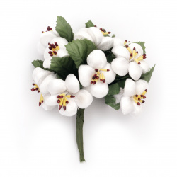 Букет пролетни цветя от текстил цвят бял 30x100 мм -10 броя