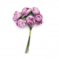 Buchet trandafir textil 20x100 mm culoare violet -6 bucăți