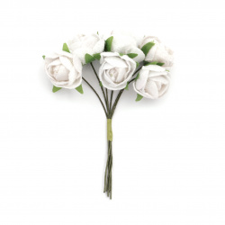 Τριαντάφυλλο 20x100 mm σε ματσάκι, λευκό -6 τεμάχια