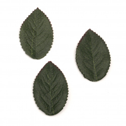 Decorative Fabric Leaf 35x60 mm dark green -10 pieces