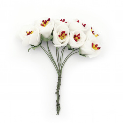 Букет цветя от фоам и тел с тичинки цвят бял 20x100 мм -10 броя