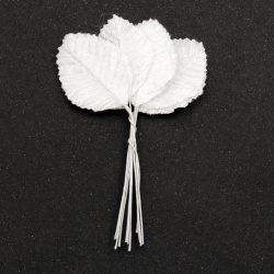 Frunza textilă cu mâner de pluș 30x100 mm culoare alb -10 bucăți