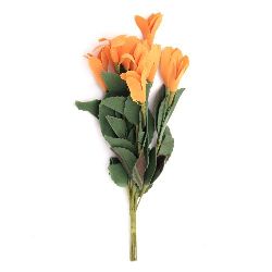 Buchet de flori 20x30x190 mm cauciuc și sârmă portocaliu -10 bucăți