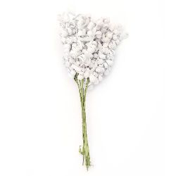 Buchet de flori 15x80x160 mm cauciuc și sârmă alb -10 bucăți