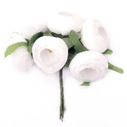 Букет цветя от текстил цвят бял 40x20x110 мм -6 броя
