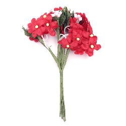 Artificial bouquet red flowers for embellishment of tiaras, hairpins 20x120 mm - 6 pieces