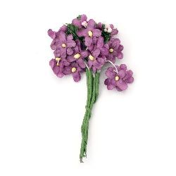 Bouquet of Fake Purple Flowers for DIY Arrangements / 20x120 mm - 6 pieces