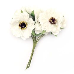 Λουλούδια με στήμονες 45x120 mm σε ματσάκι σαμπάνια -6 τεμάχια