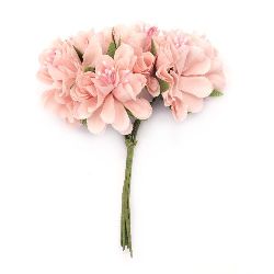 Buchet de flori garoafe 35x110 mm stamină piersică -6 bucăți