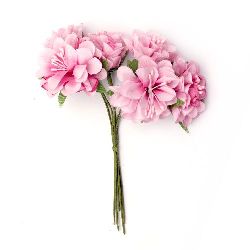 Flower bouquet carnation or festive table decoration, greeting cards, albums 35x110 mm stamen light pink - 6 pieces